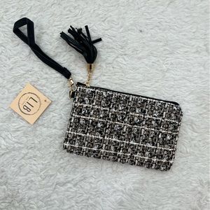LIB New York Black and White Tweed Wristlet